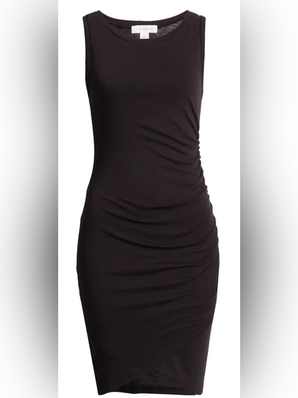Treasure & Bond Black Sleeveless Ruched Sheath Dress
